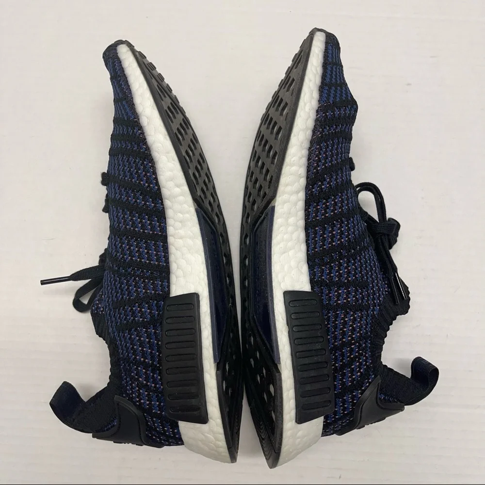 Adidas NMD R1 Primeknit Indigo Stripe Sneakers Sz 11